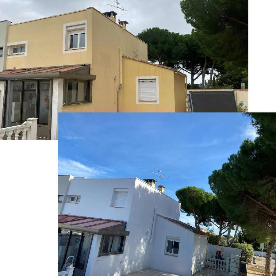 Peinture de façade avant après au Crès